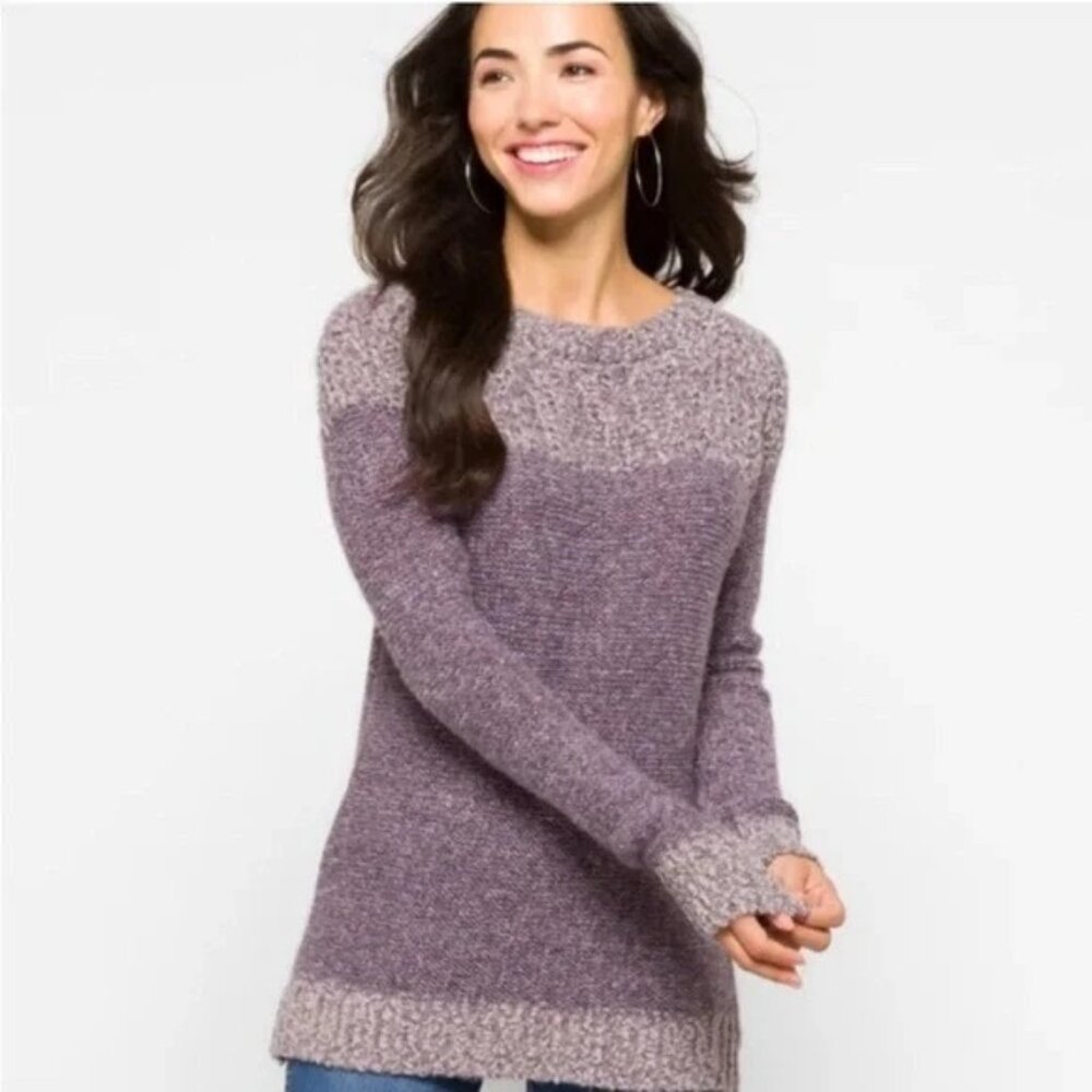 Fate Clarina Textured Knit Purple Sweater M Womens Cozy Lightweight Long Sleeve - Picture 2 of 15